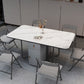 Modern Style Rectangle Dining Table Sintered Stone Drop-Leaf Dining Table with Black Frame Clearhalo ' dining_table' 'Dining Tables & Seating' 'Dining Tables' 'furn' 'furn_dining_table' 'Furniture' 'furniture_dining_table' 'Kitchen & Dining Furniture' 'kitchen&dining_furn' 'kitchen' 'kitchen_dining_table' 4021058