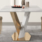 Glam White Sintered Stone Dining Table Rectangle Shape Standard Dining Table for Kitchen Clearhalo ' dining_table' 'Dining Tables & Seating' 'Dining Tables' 'furn' 'furn_dining_table' 'Furniture' 'furniture_dining_table' 'Kitchen & Dining Furniture' 'kitchen&dining_furn' 'kitchen' 'kitchen_dining_table' 4033016