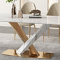 Glam White Sintered Stone Dining Table Rectangle Shape Standard Dining Table for Kitchen Clearhalo ' dining_table' 'Dining Tables & Seating' 'Dining Tables' 'furn' 'furn_dining_table' 'Furniture' 'furniture_dining_table' 'Kitchen & Dining Furniture' 'kitchen&dining_furn' 'kitchen' 'kitchen_dining_table' 4033017