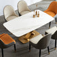 Glam Sintered Stone Top Standard Dining Table Rectangle Shape Dining Table for Kitchen Clearhalo ' dining_table' 'Dining Tables & Seating' 'Dining Tables' 'furn' 'furn_dining_table' 'Furniture' 'furniture_dining_table' 'Kitchen & Dining Furniture' 'kitchen&dining_furn' 'kitchen' 'kitchen_dining_table' 4033026