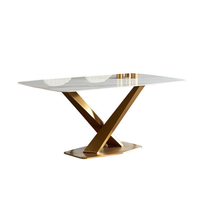 Glam Sintered Stone Top Standard Dining Table Rectangle Shape Dining Table for Kitchen White Without Chairs Clearhalo ' dining_table' 'Dining Tables & Seating' 'Dining Tables' 'furn' 'furn_dining_table' 'Furniture' 'furniture_dining_table' 'Kitchen & Dining Furniture' 'kitchen&dining_furn' 'kitchen' 'kitchen_dining_table' 4033029