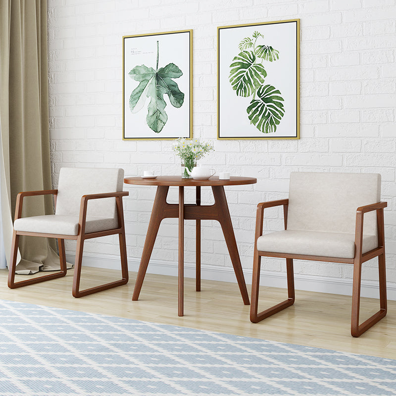 Round Modern Dining Table Wood Color Fixed Table with Ashwood Solid Wood Walnut Without Chairs Clearhalo ' dining_table' 'Dining Tables & Seating' 'Dining Tables' 'furn' 'furn_dining_table' 'Furniture' 'furniture_dining_table' 'Kitchen & Dining Furniture' 'kitchen&dining_furn' 'kitchen' 'kitchen_dining_table' 4033039