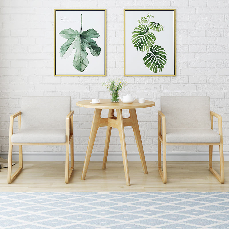Round Modern Dining Table Wood Color Fixed Table with Ashwood Solid Wood Clearhalo ' dining_table' 'Dining Tables & Seating' 'Dining Tables' 'furn' 'furn_dining_table' 'Furniture' 'furniture_dining_table' 'Kitchen & Dining Furniture' 'kitchen&dining_furn' 'kitchen' 'kitchen_dining_table' 4033041