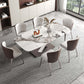 Rectangle White Tone Dining Table Sintered Stone Table Luxury with Pedestal Clearhalo ' dining_table' 'Dining Tables & Seating' 'Dining Tables' 'furn' 'furn_dining_table' 'Furniture' 'furniture_dining_table' 'Kitchen & Dining Furniture' 'kitchen&dining_furn' 'kitchen' 'kitchen_dining_table' 4033090