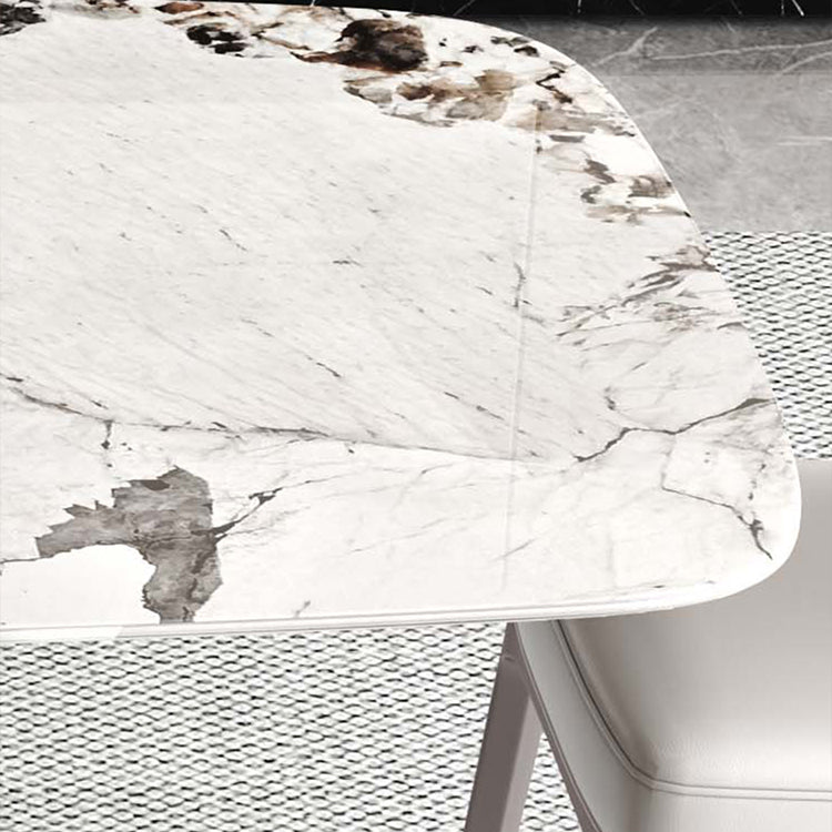 Rectangle White Tone Dining Table Sintered Stone Table Luxury with Pedestal Clearhalo ' dining_table' 'Dining Tables & Seating' 'Dining Tables' 'furn' 'furn_dining_table' 'Furniture' 'furniture_dining_table' 'Kitchen & Dining Furniture' 'kitchen&dining_furn' 'kitchen' 'kitchen_dining_table' 4033097