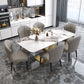 Rectangle Glam Dining Table White Tone Fixed Table with Sintered Stone Clearhalo ' dining_table' 'Dining Tables & Seating' 'Dining Tables' 'furn' 'furn_dining_table' 'Furniture' 'furniture_dining_table' 'Kitchen & Dining Furniture' 'kitchen&dining_furn' 'kitchen' 'kitchen_dining_table' 4033105