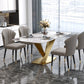 Rectangle Glam Dining Table White Tone Fixed Table with Sintered Stone Clearhalo ' dining_table' 'Dining Tables & Seating' 'Dining Tables' 'furn' 'furn_dining_table' 'Furniture' 'furniture_dining_table' 'Kitchen & Dining Furniture' 'kitchen&dining_furn' 'kitchen' 'kitchen_dining_table' 4033106