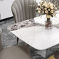 Rectangle Glam Dining Table White Tone Fixed Table with Sintered Stone Clearhalo ' dining_table' 'Dining Tables & Seating' 'Dining Tables' 'furn' 'furn_dining_table' 'Furniture' 'furniture_dining_table' 'Kitchen & Dining Furniture' 'kitchen&dining_furn' 'kitchen' 'kitchen_dining_table' 4033110