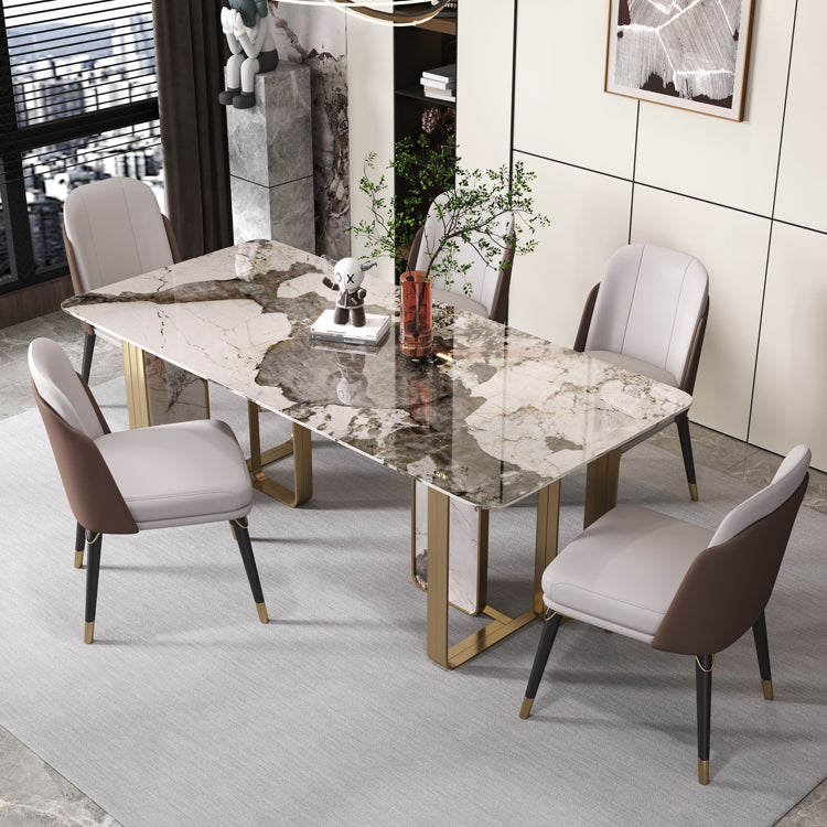 Rectangle Stainless Steel Dining Site Table Traditional Luxury Dinette Table for Home Clearhalo ' dining_table' 'Dining Tables & Seating' 'Dining Tables' 'furn' 'furn_dining_table' 'Furniture' 'furniture_dining_table' 'Kitchen & Dining Furniture' 'kitchen&dining_furn' 'kitchen' 'kitchen_dining_table' 4033117