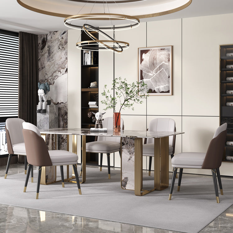 Rectangle Stainless Steel Dining Site Table Traditional Luxury Dinette Table for Home Clearhalo ' dining_table' 'Dining Tables & Seating' 'Dining Tables' 'furn' 'furn_dining_table' 'Furniture' 'furniture_dining_table' 'Kitchen & Dining Furniture' 'kitchen&dining_furn' 'kitchen' 'kitchen_dining_table' 4033118