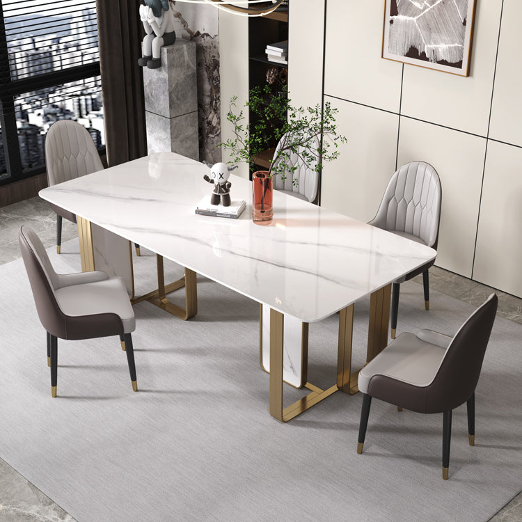 Rectangle Stainless Steel Dining Site Table Traditional Luxury Dinette Table for Home White Without Chairs Clearhalo ' dining_table' 'Dining Tables & Seating' 'Dining Tables' 'furn' 'furn_dining_table' 'Furniture' 'furniture_dining_table' 'Kitchen & Dining Furniture' 'kitchen&dining_furn' 'kitchen' 'kitchen_dining_table' 4033119