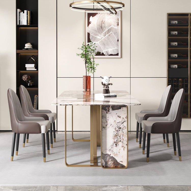 Rectangle Stainless Steel Dining Site Table Traditional Luxury Dinette Table for Home Clearhalo ' dining_table' 'Dining Tables & Seating' 'Dining Tables' 'furn' 'furn_dining_table' 'Furniture' 'furniture_dining_table' 'Kitchen & Dining Furniture' 'kitchen&dining_furn' 'kitchen' 'kitchen_dining_table' 4033120