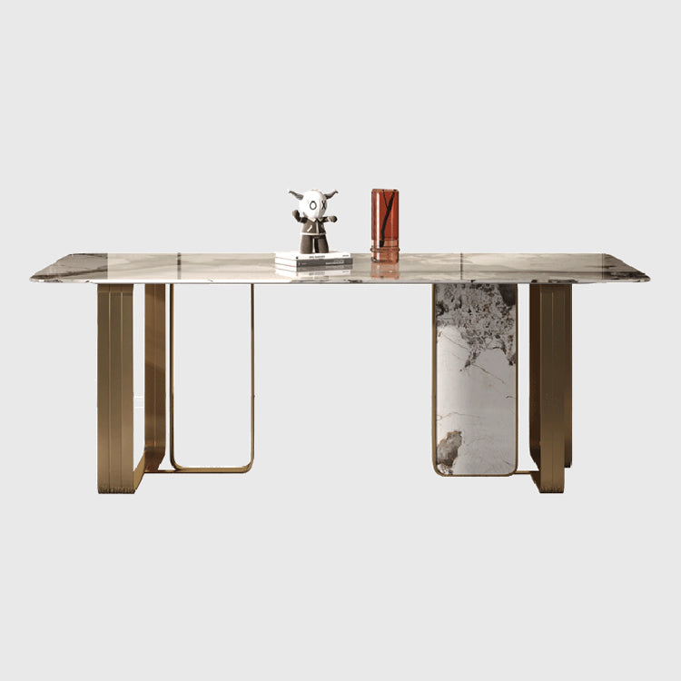 Rectangle Stainless Steel Dining Site Table Traditional Luxury Dinette Table for Home Clearhalo ' dining_table' 'Dining Tables & Seating' 'Dining Tables' 'furn' 'furn_dining_table' 'Furniture' 'furniture_dining_table' 'Kitchen & Dining Furniture' 'kitchen&dining_furn' 'kitchen' 'kitchen_dining_table' 4033121