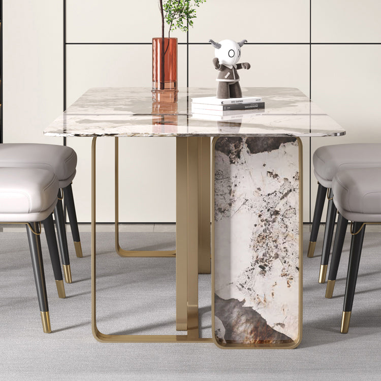 Rectangle Stainless Steel Dining Site Table Traditional Luxury Dinette Table for Home Pandora Gold Without Chairs Clearhalo ' dining_table' 'Dining Tables & Seating' 'Dining Tables' 'furn' 'furn_dining_table' 'Furniture' 'furniture_dining_table' 'Kitchen & Dining Furniture' 'kitchen&dining_furn' 'kitchen' 'kitchen_dining_table' 4033122