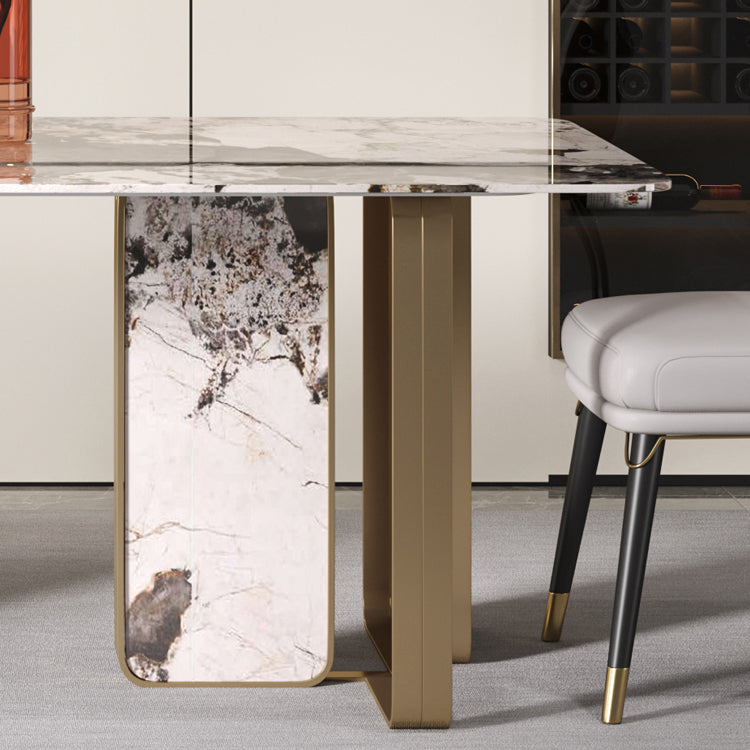 Rectangle Stainless Steel Dining Site Table Traditional Luxury Dinette Table for Home Clearhalo ' dining_table' 'Dining Tables & Seating' 'Dining Tables' 'furn' 'furn_dining_table' 'Furniture' 'furniture_dining_table' 'Kitchen & Dining Furniture' 'kitchen&dining_furn' 'kitchen' 'kitchen_dining_table' 4033123