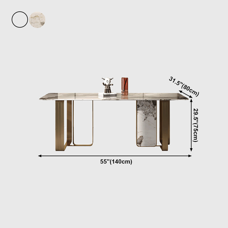 Rectangle Stainless Steel Dining Site Table Traditional Luxury Dinette Table for Home Clearhalo ' dining_table' 'Dining Tables & Seating' 'Dining Tables' 'furn' 'furn_dining_table' 'Furniture' 'furniture_dining_table' 'Kitchen & Dining Furniture' 'kitchen&dining_furn' 'kitchen' 'kitchen_dining_table' 4033125