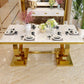 Rectangle Two-Color Dining Table Sintered Stone Table Luxury with Pedestal Clearhalo ' dining_table' 'Dining Tables & Seating' 'Dining Tables' 'furn' 'furn_dining_table' 'Furniture' 'furniture_dining_table' 'Kitchen & Dining Furniture' 'kitchen&dining_furn' 'kitchen' 'kitchen_dining_table' 4033133