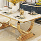 Rectangle Two-Color Dining Table Sintered Stone Table Luxury with Pedestal Clearhalo ' dining_table' 'Dining Tables & Seating' 'Dining Tables' 'furn' 'furn_dining_table' 'Furniture' 'furniture_dining_table' 'Kitchen & Dining Furniture' 'kitchen&dining_furn' 'kitchen' 'kitchen_dining_table' 4033134