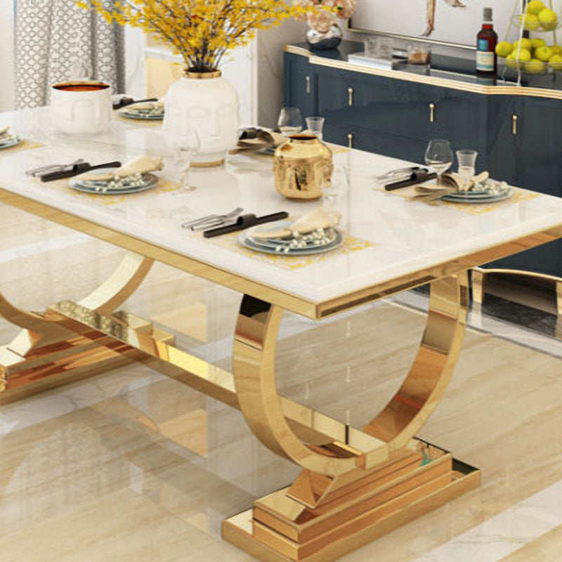 Rectangle Two-Color Dining Table Sintered Stone Table Luxury with Pedestal Clearhalo ' dining_table' 'Dining Tables & Seating' 'Dining Tables' 'furn' 'furn_dining_table' 'Furniture' 'furniture_dining_table' 'Kitchen & Dining Furniture' 'kitchen&dining_furn' 'kitchen' 'kitchen_dining_table' 4033134