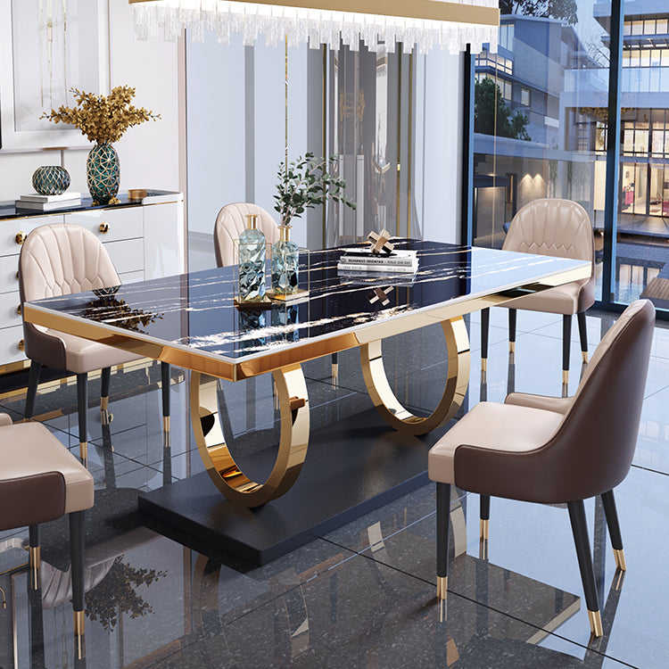 Traditional Luxury Rectangle Dining Table Stainless Steel Table for Dining Room Clearhalo ' dining_table' 'Dining Tables & Seating' 'Dining Tables' 'furn' 'furn_dining_table' 'Furniture' 'furniture_dining_table' 'Kitchen & Dining Furniture' 'kitchen&dining_furn' 'kitchen' 'kitchen_dining_table' 4033153