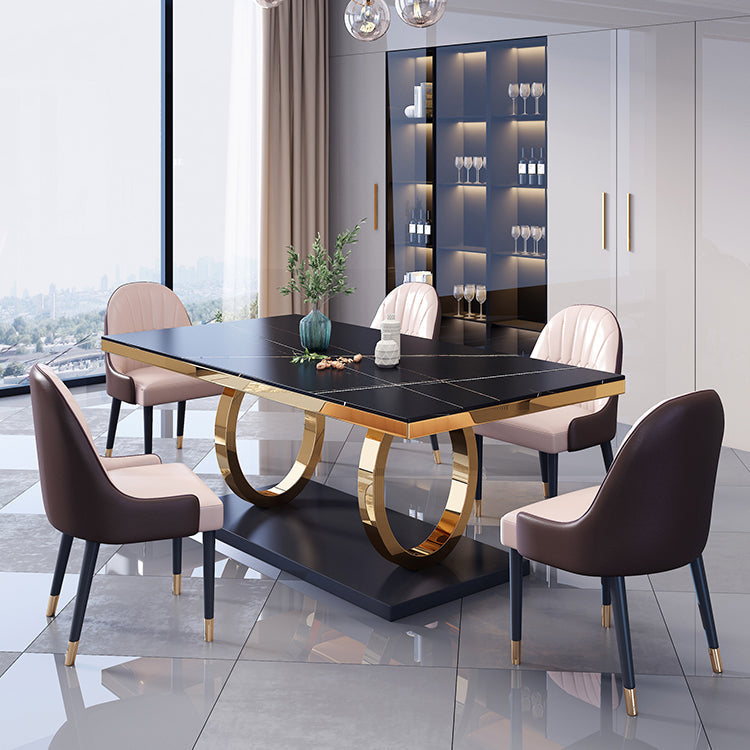 Traditional Luxury Rectangle Dining Table Stainless Steel Table for Dining Room Clearhalo ' dining_table' 'Dining Tables & Seating' 'Dining Tables' 'furn' 'furn_dining_table' 'Furniture' 'furniture_dining_table' 'Kitchen & Dining Furniture' 'kitchen&dining_furn' 'kitchen' 'kitchen_dining_table' 4033155