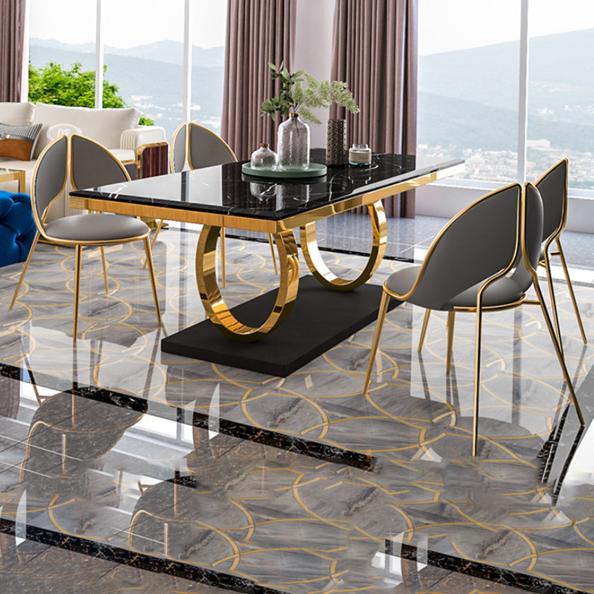 Traditional Luxury Rectangle Dining Table Stainless Steel Table for Dining Room Clearhalo ' dining_table' 'Dining Tables & Seating' 'Dining Tables' 'furn' 'furn_dining_table' 'Furniture' 'furniture_dining_table' 'Kitchen & Dining Furniture' 'kitchen&dining_furn' 'kitchen' 'kitchen_dining_table' 4033156