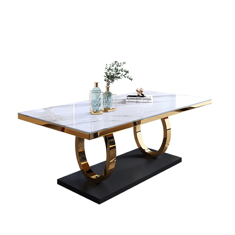Traditional Luxury Rectangle Dining Table Stainless Steel Table for Dining Room White Without Chairs Clearhalo ' dining_table' 'Dining Tables & Seating' 'Dining Tables' 'furn' 'furn_dining_table' 'Furniture' 'furniture_dining_table' 'Kitchen & Dining Furniture' 'kitchen&dining_furn' 'kitchen' 'kitchen_dining_table' 4033158