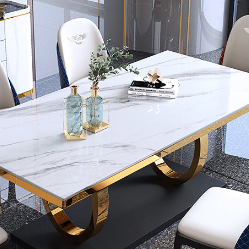 Traditional Luxury Rectangle Dining Table Stainless Steel Table for Dining Room Clearhalo ' dining_table' 'Dining Tables & Seating' 'Dining Tables' 'furn' 'furn_dining_table' 'Furniture' 'furniture_dining_table' 'Kitchen & Dining Furniture' 'kitchen&dining_furn' 'kitchen' 'kitchen_dining_table' 4033159