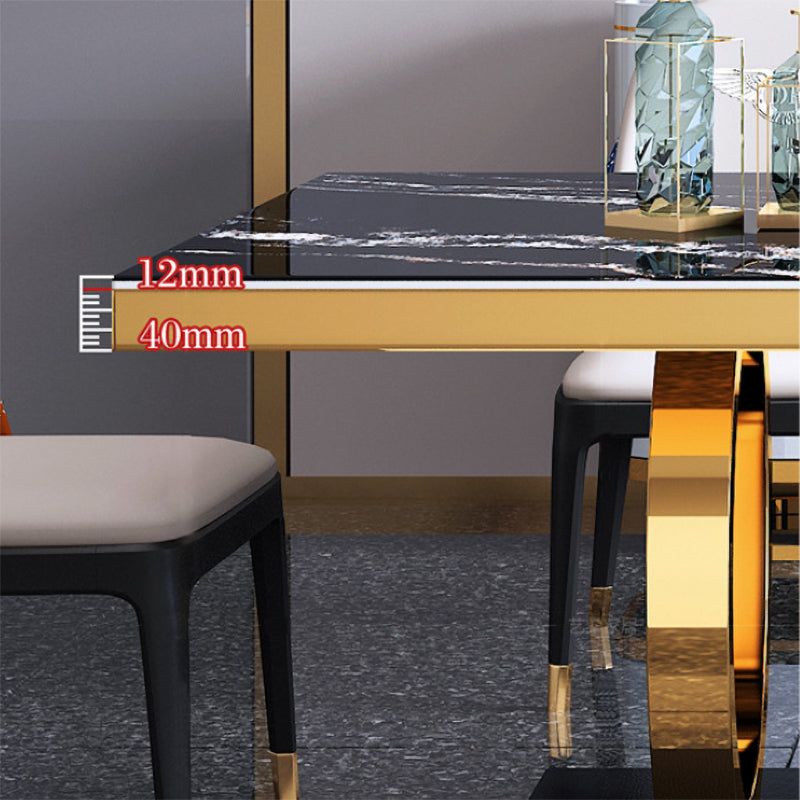 Traditional Luxury Rectangle Dining Table Stainless Steel Table for Dining Room Clearhalo ' dining_table' 'Dining Tables & Seating' 'Dining Tables' 'furn' 'furn_dining_table' 'Furniture' 'furniture_dining_table' 'Kitchen & Dining Furniture' 'kitchen&dining_furn' 'kitchen' 'kitchen_dining_table' 4033160