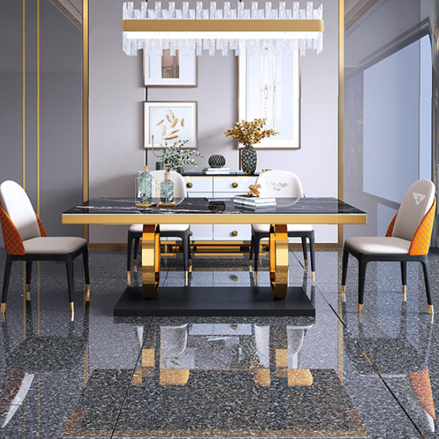 Traditional Luxury Rectangle Dining Table Stainless Steel Table for Dining Room Clearhalo ' dining_table' 'Dining Tables & Seating' 'Dining Tables' 'furn' 'furn_dining_table' 'Furniture' 'furniture_dining_table' 'Kitchen & Dining Furniture' 'kitchen&dining_furn' 'kitchen' 'kitchen_dining_table' 4033164