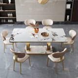 Rectangle Trestle Base Home Furniture Stainless Steel Dining Room Collection for Dining Room Clearhalo ' dining_table' 'Dining Tables & Seating' 'Dining Tables' 'furn' 'furn_dining_table' 'Furniture' 'furniture_dining_table' 'Kitchen & Dining Furniture' 'kitchen&dining_furn' 'kitchen' 'kitchen_dining_table' 4033170