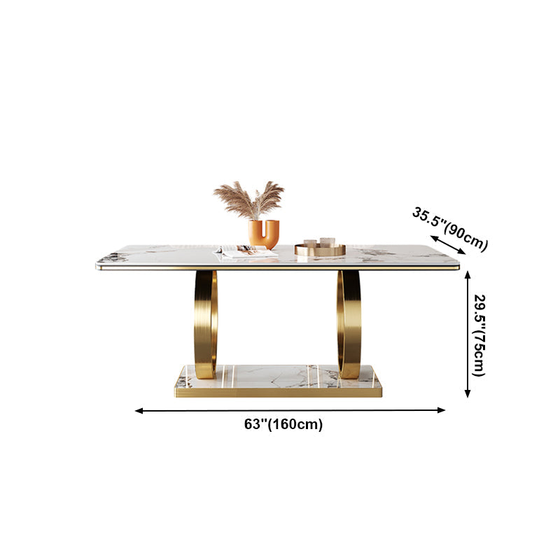 Rectangle Trestle Base Home Furniture Stainless Steel Dining Room Collection for Dining Room Clearhalo ' dining_table' 'Dining Tables & Seating' 'Dining Tables' 'furn' 'furn_dining_table' 'Furniture' 'furniture_dining_table' 'Kitchen & Dining Furniture' 'kitchen&dining_furn' 'kitchen' 'kitchen_dining_table' 4033180