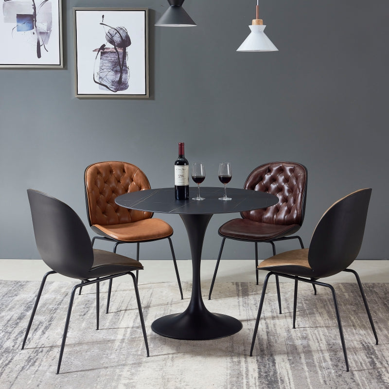 Modern Style Round Dining Table Sintered Stone Table with Tulip Base for Home Use Clearhalo ' dining_table' 'Dining Tables & Seating' 'Dining Tables' 'furn' 'furn_dining_table' 'Furniture' 'furniture_dining_table' 'Kitchen & Dining Furniture' 'kitchen&dining_furn' 'kitchen' 'kitchen_dining_table' 4033181