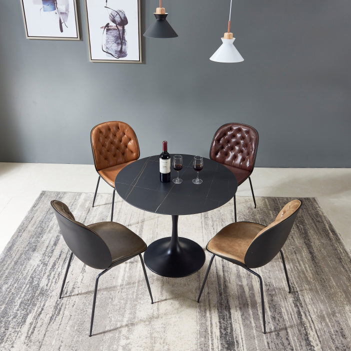 Modern Style Round Dining Table Sintered Stone Table with Tulip Base for Home Use Clearhalo ' dining_table' 'Dining Tables & Seating' 'Dining Tables' 'furn' 'furn_dining_table' 'Furniture' 'furniture_dining_table' 'Kitchen & Dining Furniture' 'kitchen&dining_furn' 'kitchen' 'kitchen_dining_table' 4033190