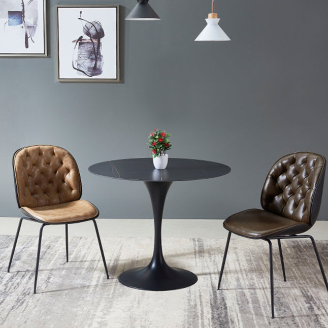 Modern Style Round Dining Table Sintered Stone Table with Tulip Base for Home Use Clearhalo ' dining_table' 'Dining Tables & Seating' 'Dining Tables' 'furn' 'furn_dining_table' 'Furniture' 'furniture_dining_table' 'Kitchen & Dining Furniture' 'kitchen&dining_furn' 'kitchen' 'kitchen_dining_table' 4033196
