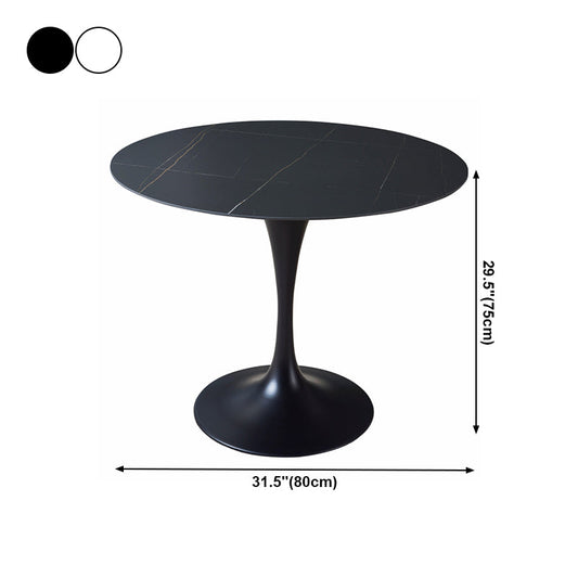 Modern Style Round Dining Table Sintered Stone Table with Tulip Base for Home Use