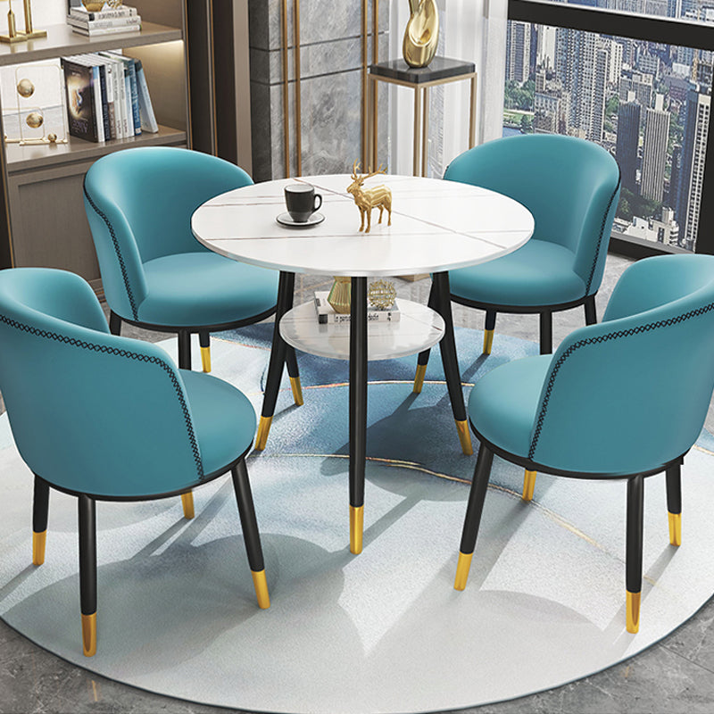 Traditional Luxury Dining Table Round Sintered Stone Table with Black Frame Clearhalo ' dining_table' 'Dining Tables & Seating' 'Dining Tables' 'furn' 'furn_dining_table' 'Furniture' 'furniture_dining_table' 'Kitchen & Dining Furniture' 'kitchen&dining_furn' 'kitchen' 'kitchen_dining_table' 4033201