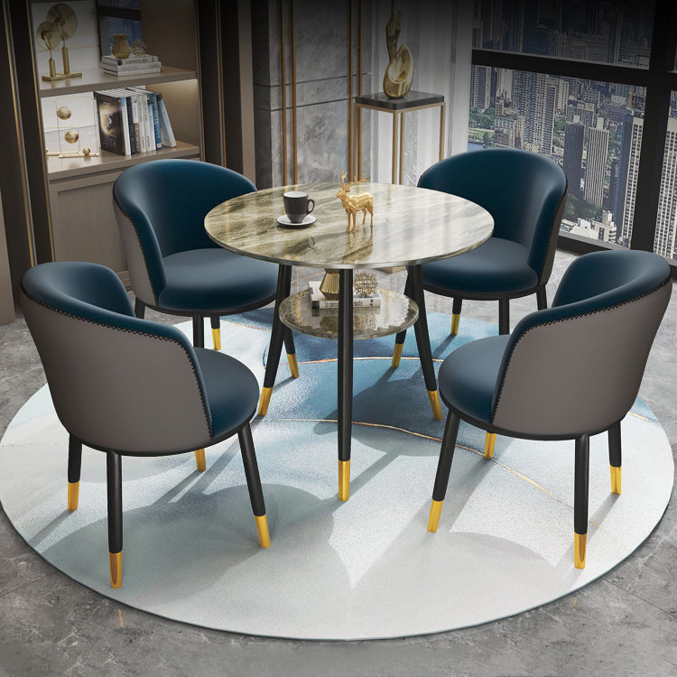 Traditional Luxury Dining Table Round Sintered Stone Table with Black Frame Gray Without Chairs Clearhalo ' dining_table' 'Dining Tables & Seating' 'Dining Tables' 'furn' 'furn_dining_table' 'Furniture' 'furniture_dining_table' 'Kitchen & Dining Furniture' 'kitchen&dining_furn' 'kitchen' 'kitchen_dining_table' 4033203