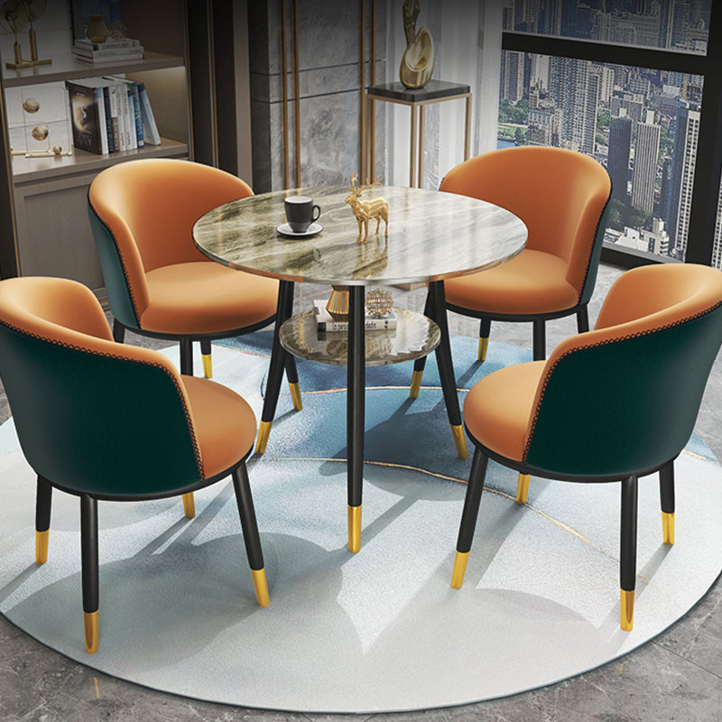 Traditional Luxury Dining Table Round Sintered Stone Table with Black Frame Clearhalo ' dining_table' 'Dining Tables & Seating' 'Dining Tables' 'furn' 'furn_dining_table' 'Furniture' 'furniture_dining_table' 'Kitchen & Dining Furniture' 'kitchen&dining_furn' 'kitchen' 'kitchen_dining_table' 4033204
