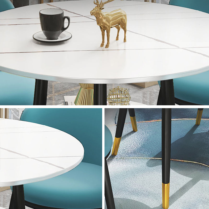 Traditional Luxury Dining Table Round Sintered Stone Table with Black Frame Clearhalo ' dining_table' 'Dining Tables & Seating' 'Dining Tables' 'furn' 'furn_dining_table' 'Furniture' 'furniture_dining_table' 'Kitchen & Dining Furniture' 'kitchen&dining_furn' 'kitchen' 'kitchen_dining_table' 4033207