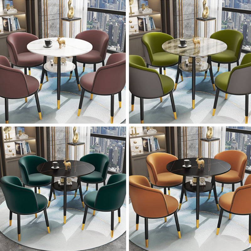 Traditional Luxury Dining Table Round Sintered Stone Table with Black Frame Clearhalo ' dining_table' 'Dining Tables & Seating' 'Dining Tables' 'furn' 'furn_dining_table' 'Furniture' 'furniture_dining_table' 'Kitchen & Dining Furniture' 'kitchen&dining_furn' 'kitchen' 'kitchen_dining_table' 4033208