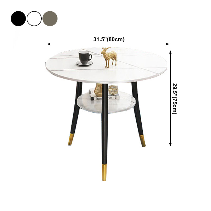 Traditional Luxury Dining Table Round Sintered Stone Table with Black Frame Clearhalo ' dining_table' 'Dining Tables & Seating' 'Dining Tables' 'furn' 'furn_dining_table' 'Furniture' 'furniture_dining_table' 'Kitchen & Dining Furniture' 'kitchen&dining_furn' 'kitchen' 'kitchen_dining_table' 4033211