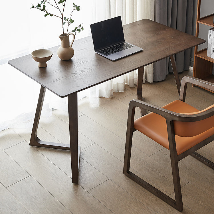 Rectangle Double Pedestal Industrial Dining Table Wood Color Fixed Table with Solid Wood Clearhalo ' dining_table' 'Dining Tables & Seating' 'Dining Tables' 'furn' 'furn_dining_table' 'Furniture' 'furniture_dining_table' 'Kitchen & Dining Furniture' 'kitchen&dining_furn' 'kitchen' 'kitchen_dining_table' 4033214