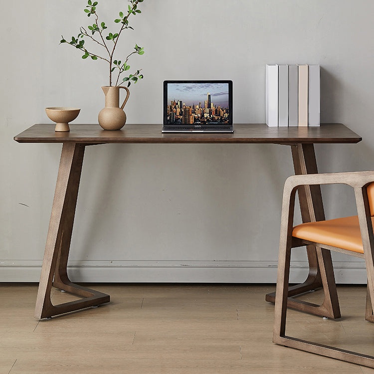 Rectangle Double Pedestal Industrial Dining Table Wood Color Fixed Table with Solid Wood Clearhalo ' dining_table' 'Dining Tables & Seating' 'Dining Tables' 'furn' 'furn_dining_table' 'Furniture' 'furniture_dining_table' 'Kitchen & Dining Furniture' 'kitchen&dining_furn' 'kitchen' 'kitchen_dining_table' 4033215