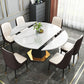 53.1''L Traditional Luxury Dining Table White Sintered Stone Round Table for Home Clearhalo ' dining_table' 'Dining Tables & Seating' 'Dining Tables' 'furn' 'furn_dining_table' 'Furniture' 'furniture_dining_table' 'Kitchen & Dining Furniture' 'kitchen&dining_furn' 'kitchen' 'kitchen_dining_table' 4033247