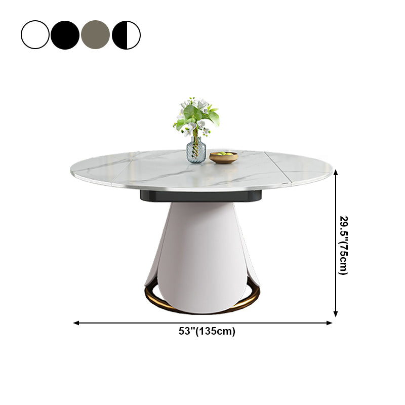 53.1''L Traditional Luxury Dining Table White Sintered Stone Round Table for Home Clearhalo ' dining_table' 'Dining Tables & Seating' 'Dining Tables' 'furn' 'furn_dining_table' 'Furniture' 'furniture_dining_table' 'Kitchen & Dining Furniture' 'kitchen&dining_furn' 'kitchen' 'kitchen_dining_table' 4033251