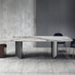 Rectangle Double Pedestal Glam Dining Table Brown Tone Fixed Table with Sintered Stone Clearhalo ' dining_table' 'Dining Tables & Seating' 'Dining Tables' 'furn' 'furn_dining_table' 'Furniture' 'furniture_dining_table' 'Kitchen & Dining Furniture' 'kitchen&dining_furn' 'kitchen' 'kitchen_dining_table' 4033252