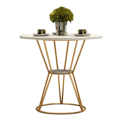 Round Table Dinette Table Traditional Luxury Dinner Room Furniture with Metal Base Without Chairs Clearhalo ' dining_table' 'Dining Tables & Seating' 'Dining Tables' 'furn' 'furn_dining_table' 'Furniture' 'furniture_dining_table' 'Kitchen & Dining Furniture' 'kitchen&dining_furn' 'kitchen' 'kitchen_dining_table' 4033268