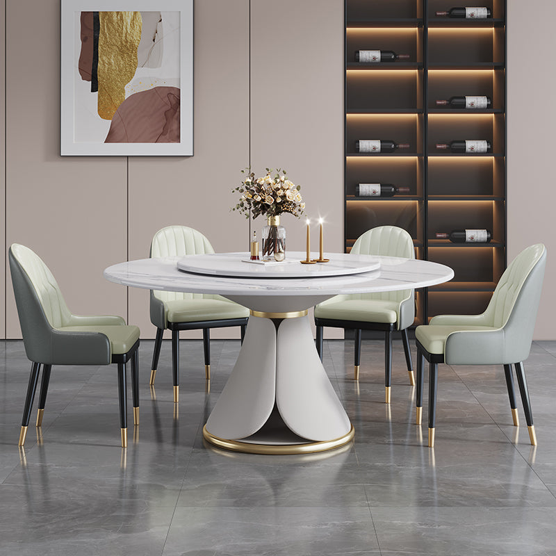 Traditional Luxury Dining Table White Round Sintered Stone Table with Pedestal Base Clearhalo ' dining_table' 'Dining Tables & Seating' 'Dining Tables' 'furn' 'furn_dining_table' 'Furniture' 'furniture_dining_table' 'Kitchen & Dining Furniture' 'kitchen&dining_furn' 'kitchen' 'kitchen_dining_table' 4033276