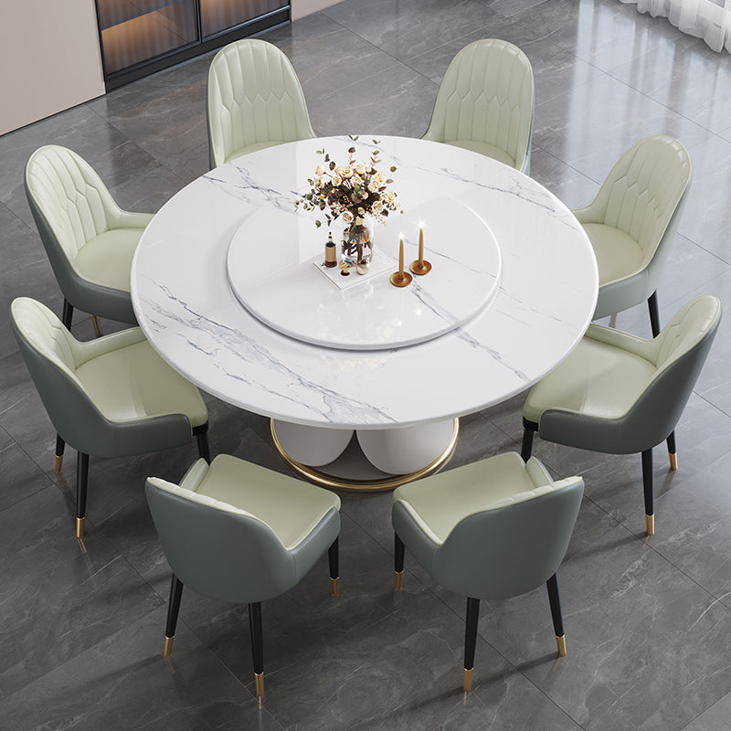 Traditional Luxury Dining Table White Round Sintered Stone Table with Pedestal Base Clearhalo ' dining_table' 'Dining Tables & Seating' 'Dining Tables' 'furn' 'furn_dining_table' 'Furniture' 'furniture_dining_table' 'Kitchen & Dining Furniture' 'kitchen&dining_furn' 'kitchen' 'kitchen_dining_table' 4033277